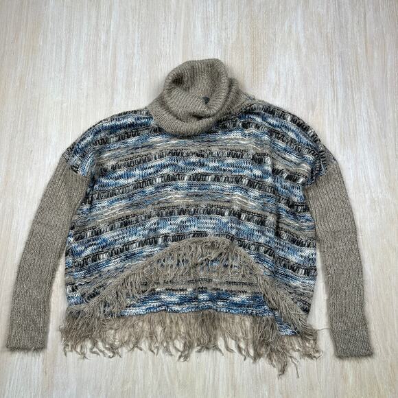 Sunday In Brooklyn Boho Chic Oversized Chunky Knit Cowl Pullover Sweater Small - Picture 1 of 15